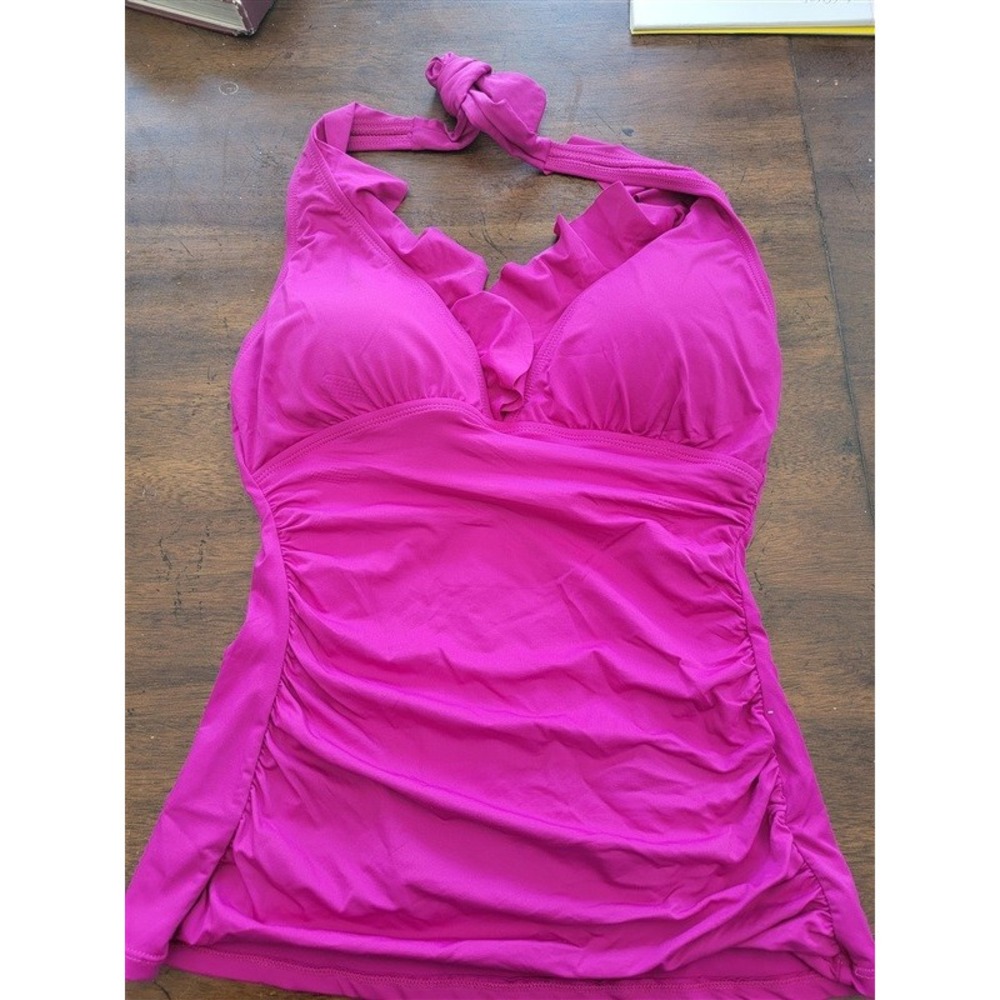 NWOT Ralph Lauren 10 Beach Club Ruffle Swim Tankini Top Swimsuit Pink 122756